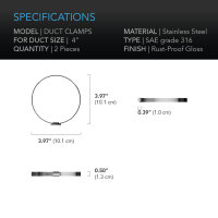 AC Infinity Edelstahl-Rohrschellen 100 mm Doppelpack